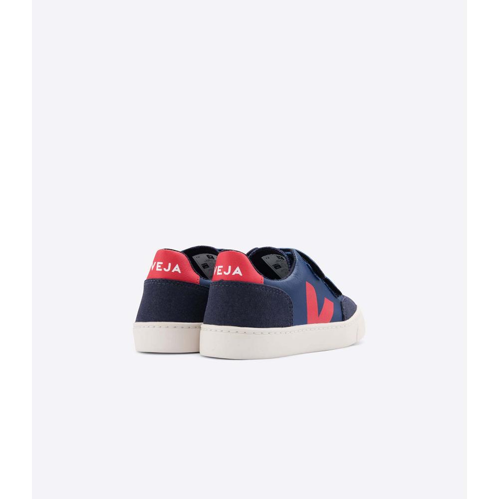 Veja V-12 LEATHER Sneakers Kinderen Donkerblauw | BE 874VRW